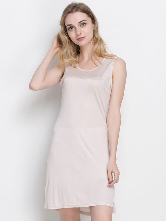 Womens Soft Stretchable Silk Knit Bottoming Nightgown