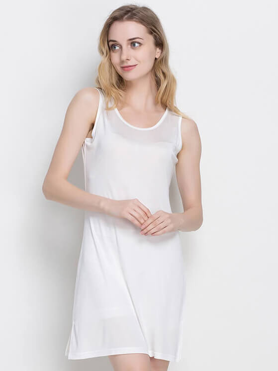 Womens Soft Stretchable Silk Knit Bottoming Nightgown