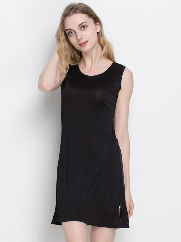 Womens Soft Stretchable Silk Knit Bottoming Nightgown