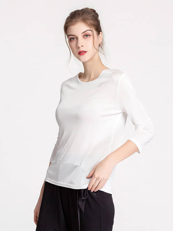 Soft Three Quarter Sleeve Silk Knit Shirt