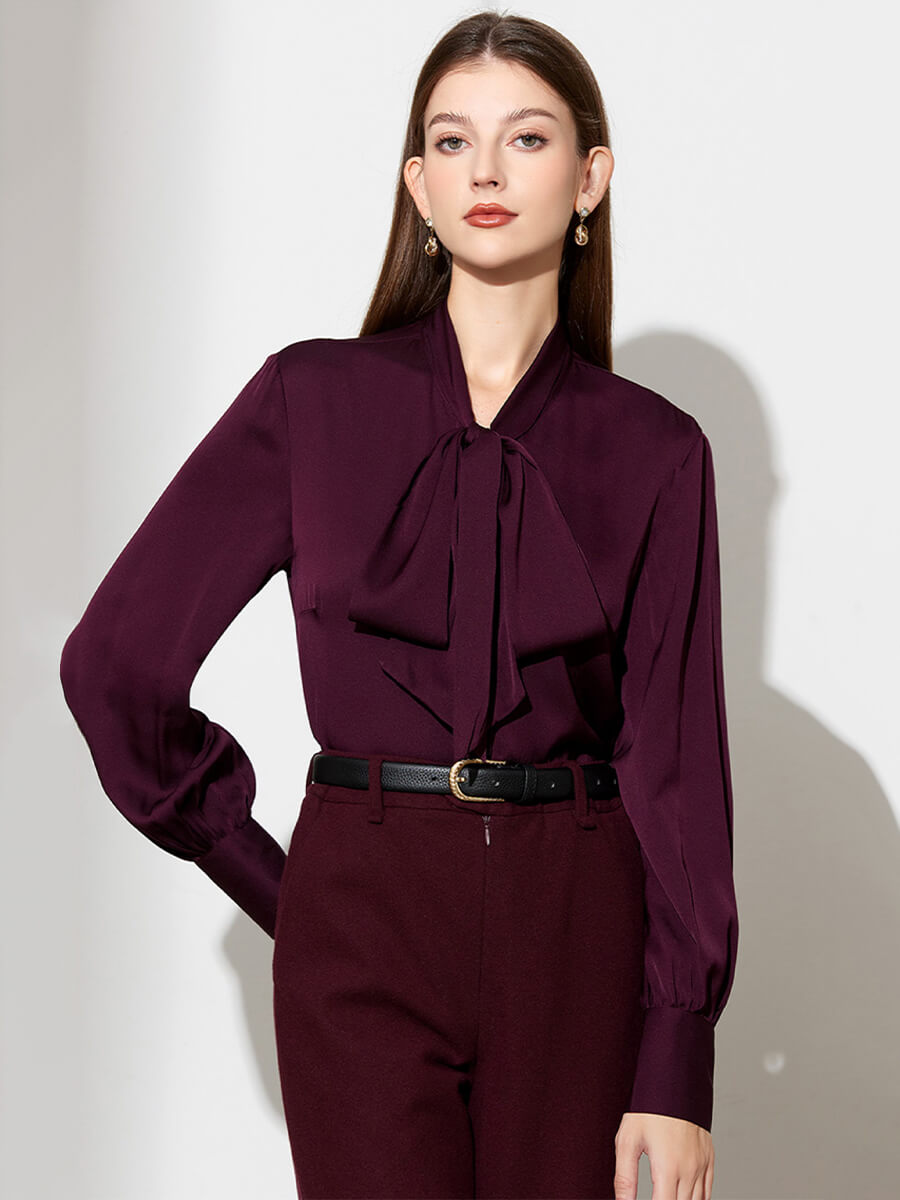 100% Pure Mulberry Button Front Long Sleeve Silk Blouse [SC020] - $99. ...