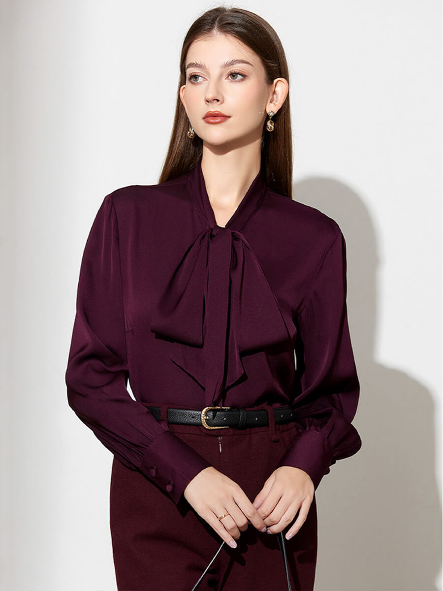 100% Pure Mulberry Button Front Long Sleeve Silk Blouse [SC020] - $99. ...