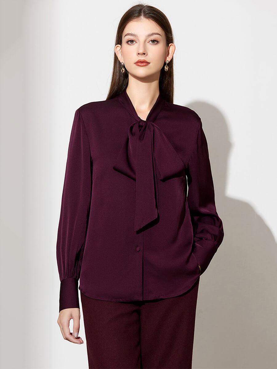 100% Pure Mulberry Button Front Long Sleeve Silk Blouse [SC020] - $99. ...