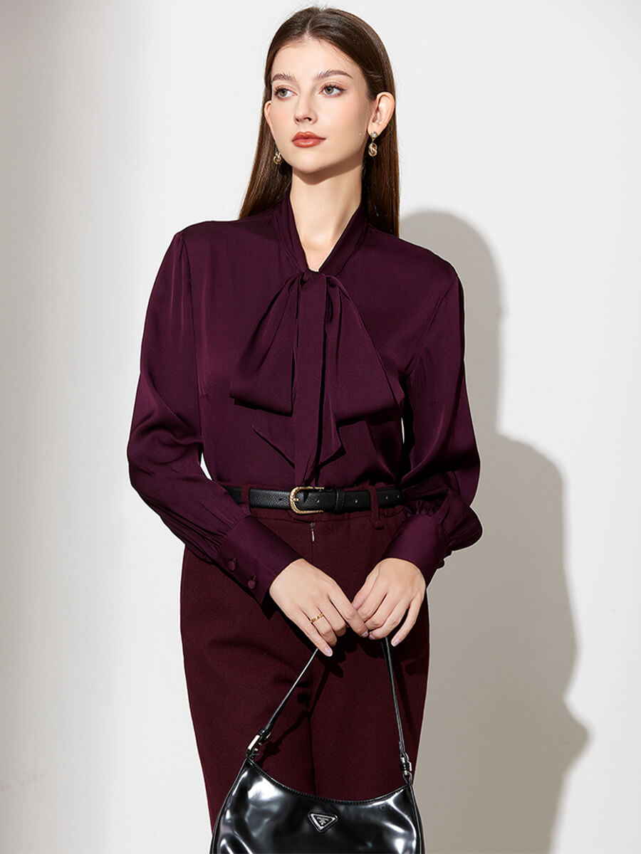 100% Pure Mulberry Button Front Long Sleeve Silk Blouse [SC020] - $99. ...