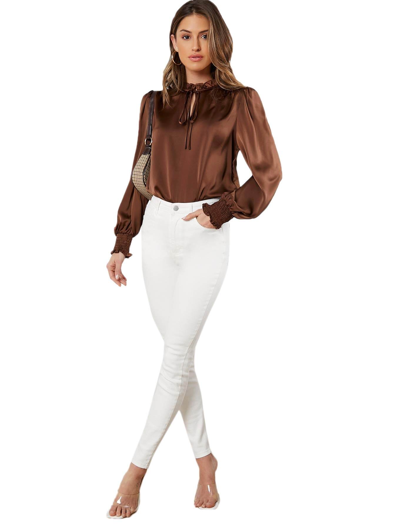100% Pure Mulberry Button Front Long Sleeve Silk Blouse [SC020] - $99. ...