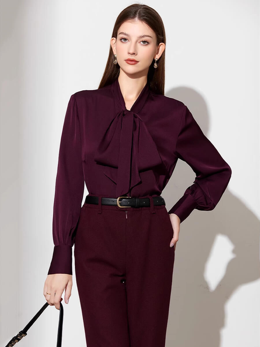 100% Pure Mulberry Button Front Long Sleeve Silk Blouse [SC020] - $99. ...