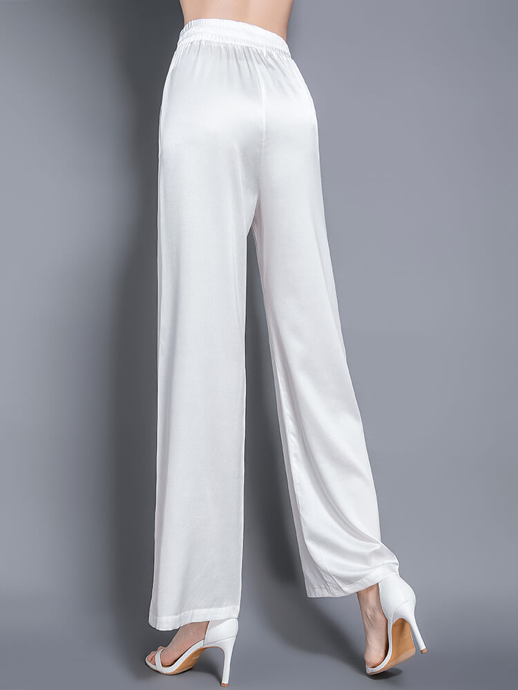 Pure Mulberry Silk Long Wide-Leg Pants for Women [SC046] - $149.00