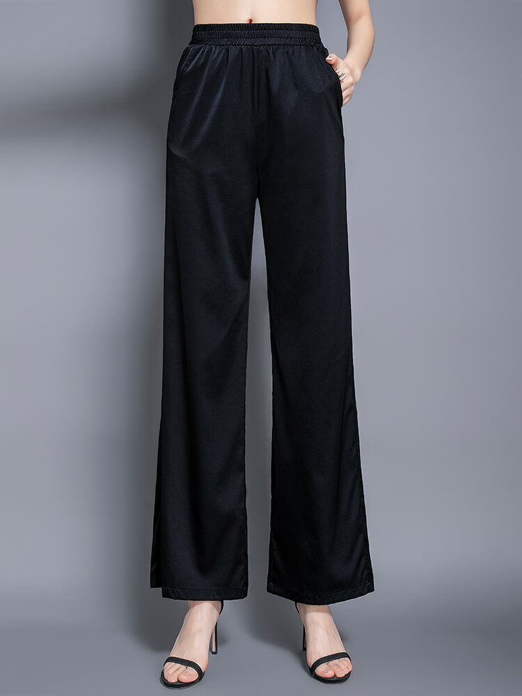 19 Momme Smooth Mulberry Silk Wide-leg Cropped Pants