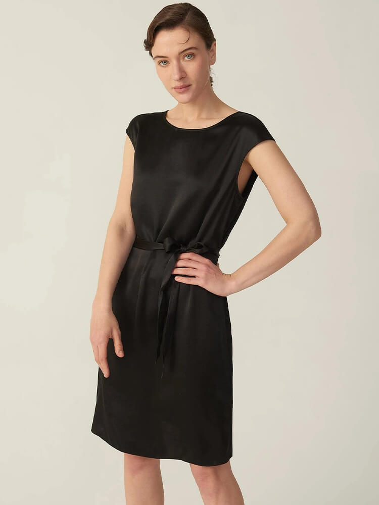 22 Momme V Neck Short Silk Dress Wearable Front And Back