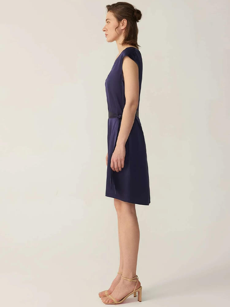 22 Momme V Neck Short Silk Dress Wearable Front And Back