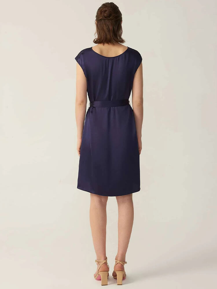 22 Momme V Neck Short Silk Dress Wearable Front And Back