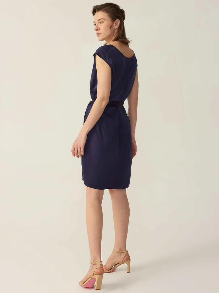 22 Momme V Neck Short Silk Dress Wearable Front And Back