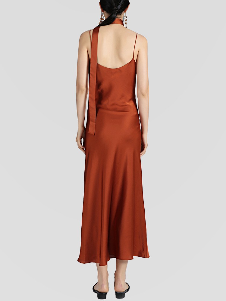 22 Momme Long Cowl Neck Mulberry Silk Slip Dress