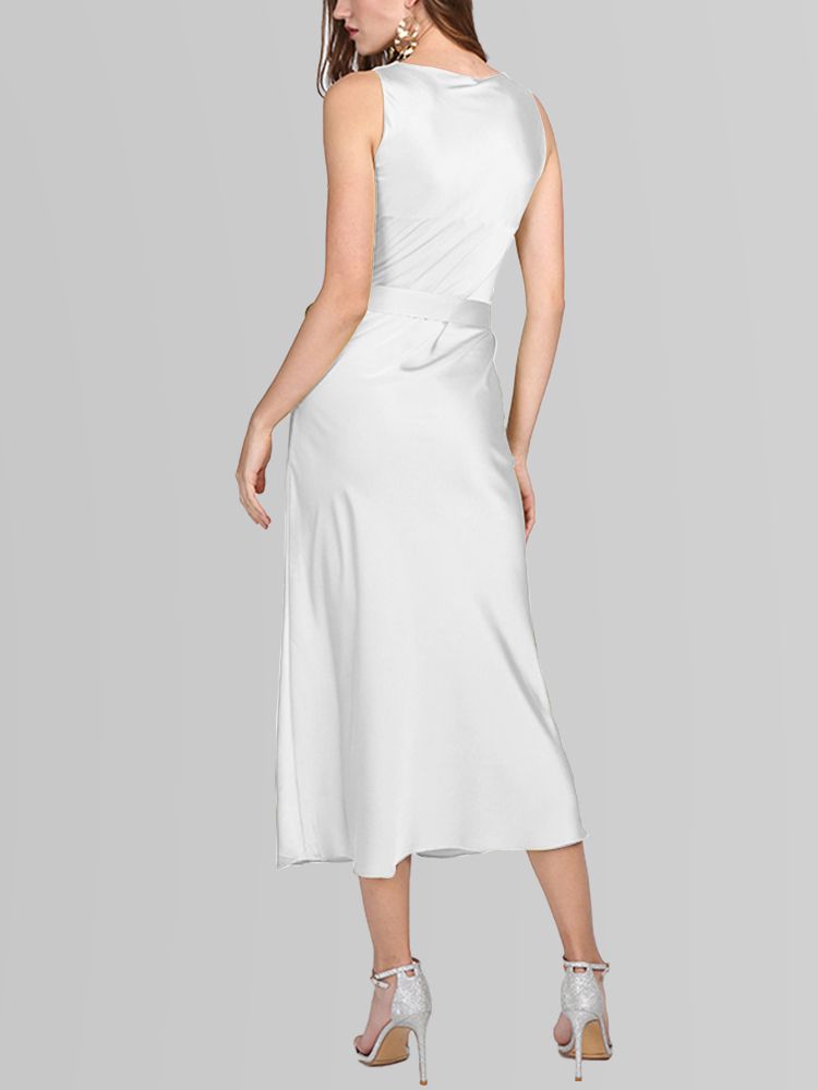 22 Momme Cowl Neck Sleeveless Long Silk Dress