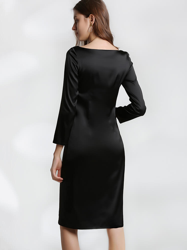 22 Momme Women Black Silk Work Dress