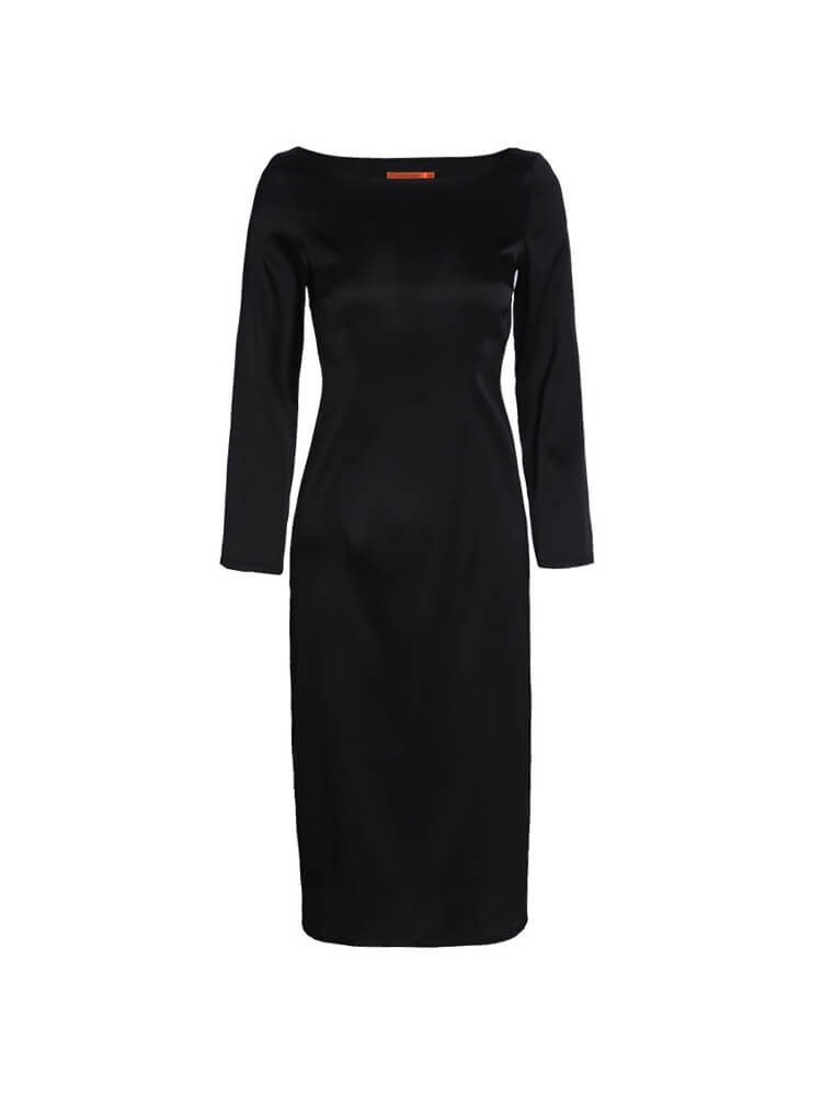 22 Momme Women Black Silk Work Dress