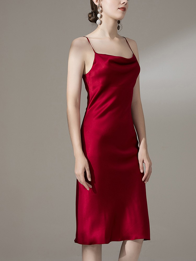 22 Momme Cowl Neck Silk Slip Dress