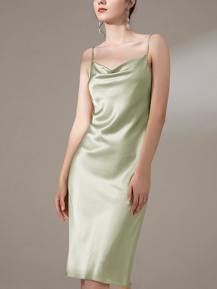 22 Momme Cowl Neck Silk Slip Dress