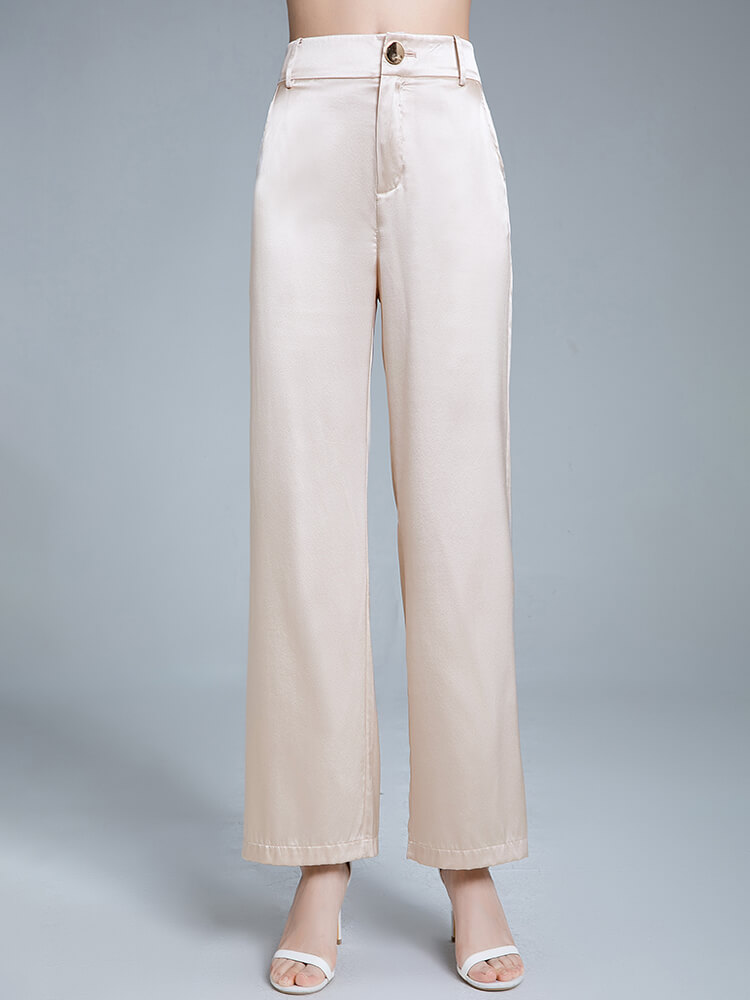 Pure Mulberry Silk Long Wide-Leg Pants for Women