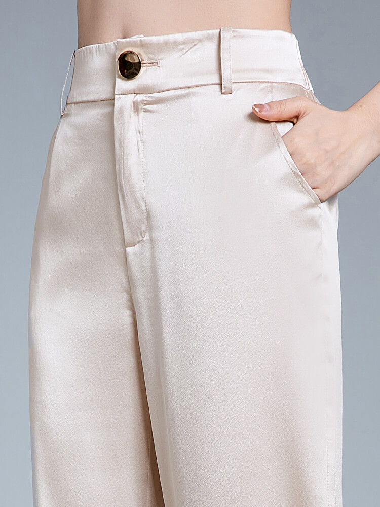 Pure Mulberry Silk Long Wide-Leg Pants for Women