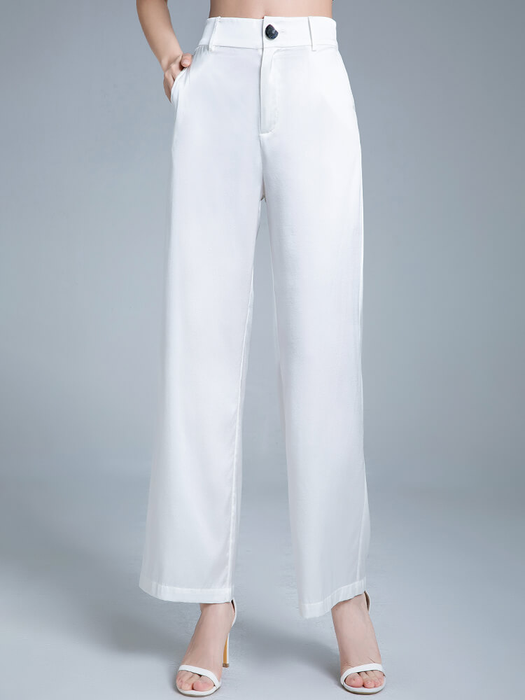 Pure Mulberry Silk Long Wide-Leg Pants for Women