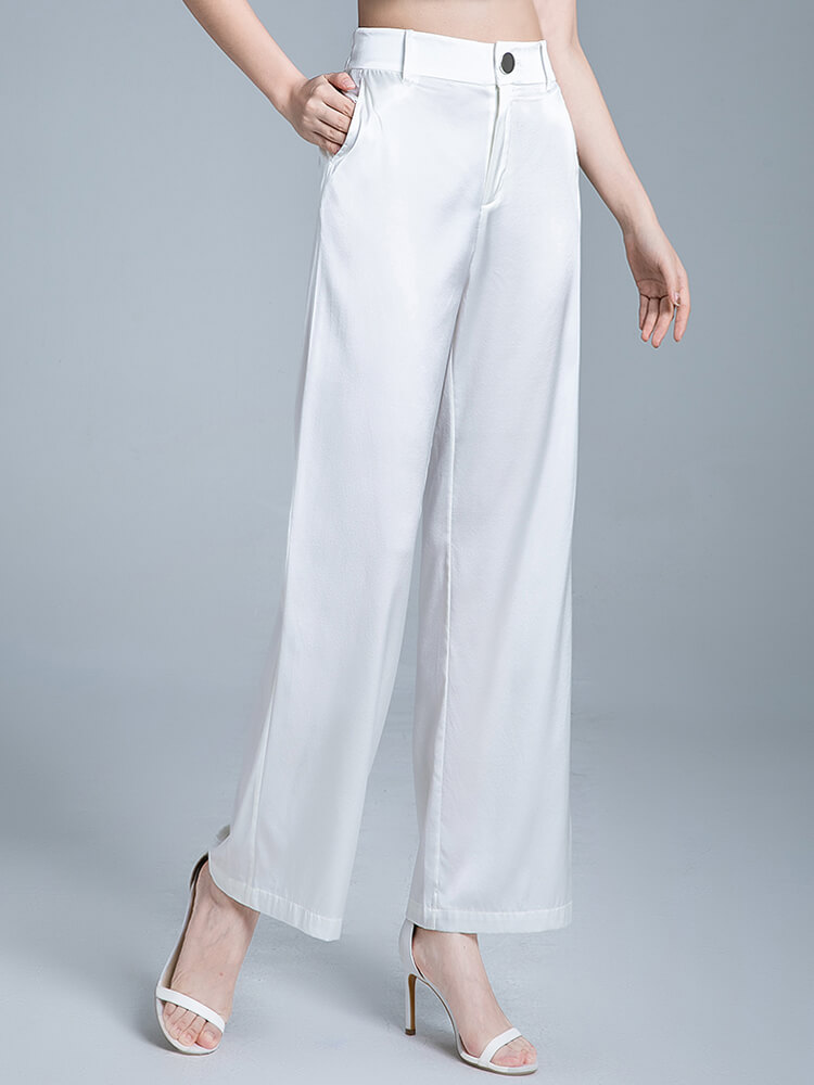 Pure Mulberry Silk Long Wide-Leg Pants for Women