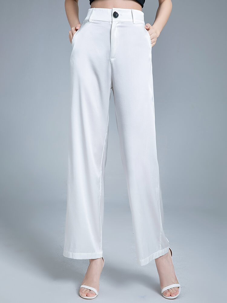 Pure Mulberry Silk Long Wide-Leg Pants for Women