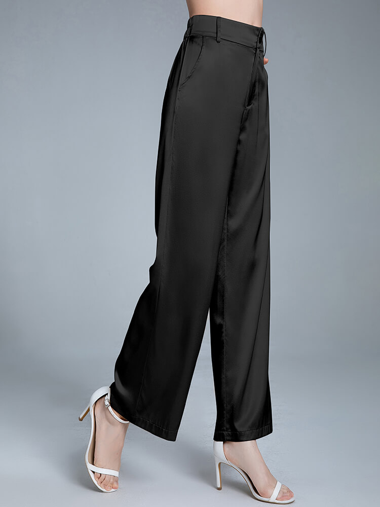 Pure Mulberry Silk Long Wide-Leg Pants for Women