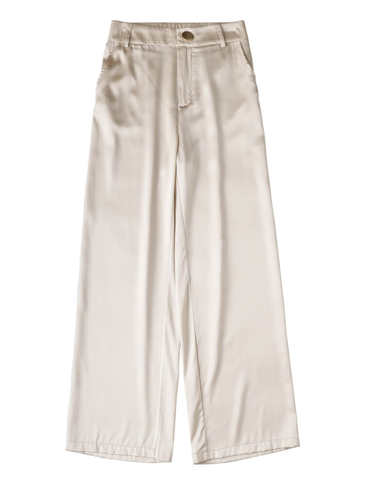 Pure Mulberry Silk Long Wide-Leg Pants for Women