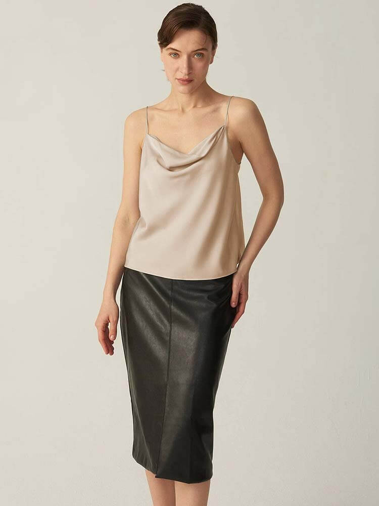 22 Momme Cowl Neck Silk Camisole