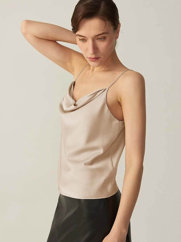 22 Momme Cowl Neck Silk Camisole