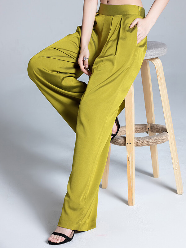 Mulberry Silk Long Wide Leg Silk Pants for Women