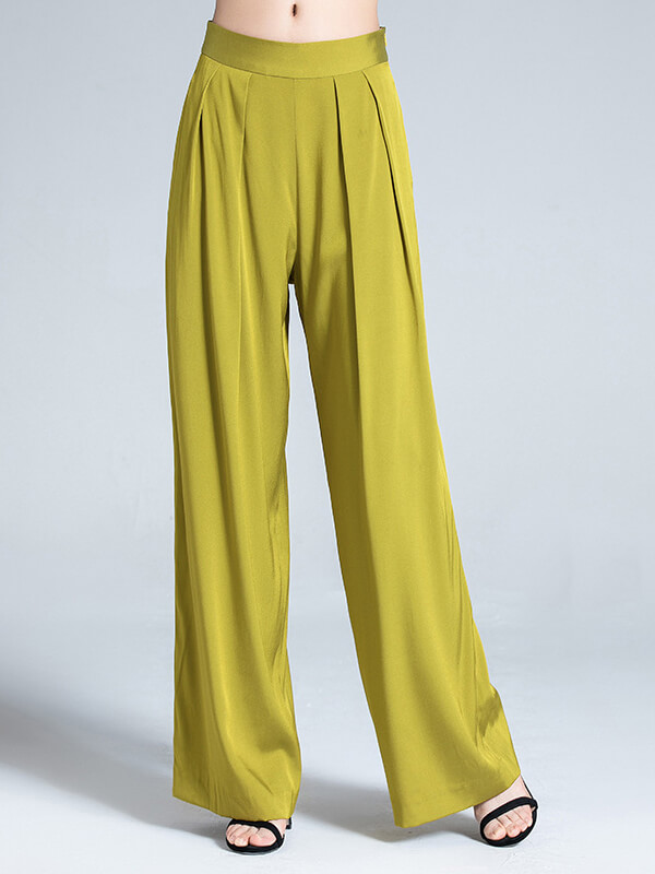 Mulberry Silk Long Wide Leg Silk Pants for Women