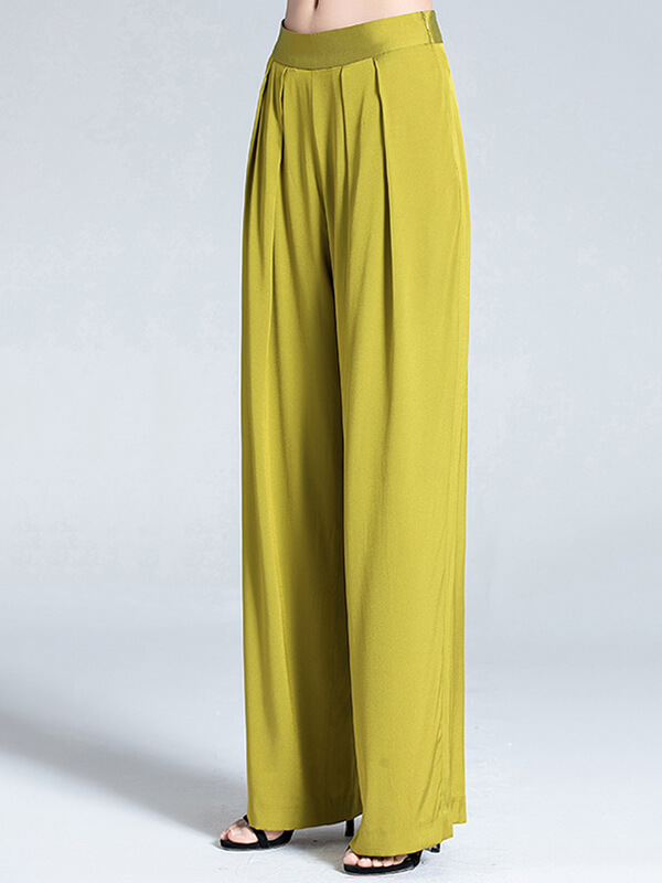 Mulberry Silk Long Wide Leg Silk Pants for Women