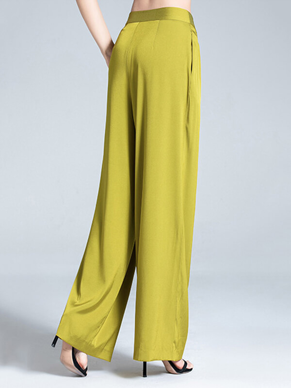 Mulberry Silk Long Wide Leg Silk Pants for Women