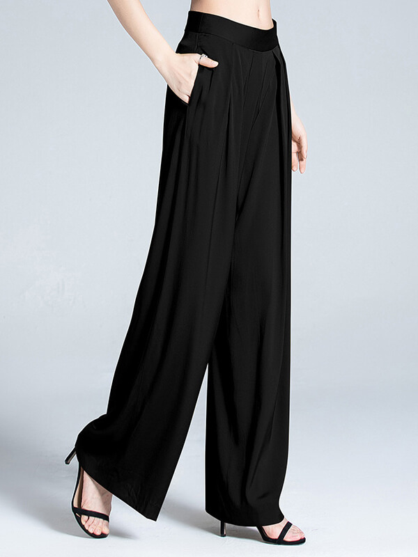 Mulberry Silk Long Wide Leg Silk Pants for Women