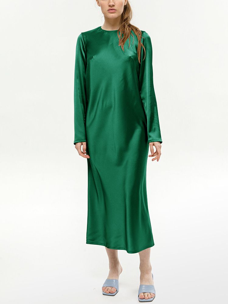 22 Momme Womens Long Sleeve Silk Dress