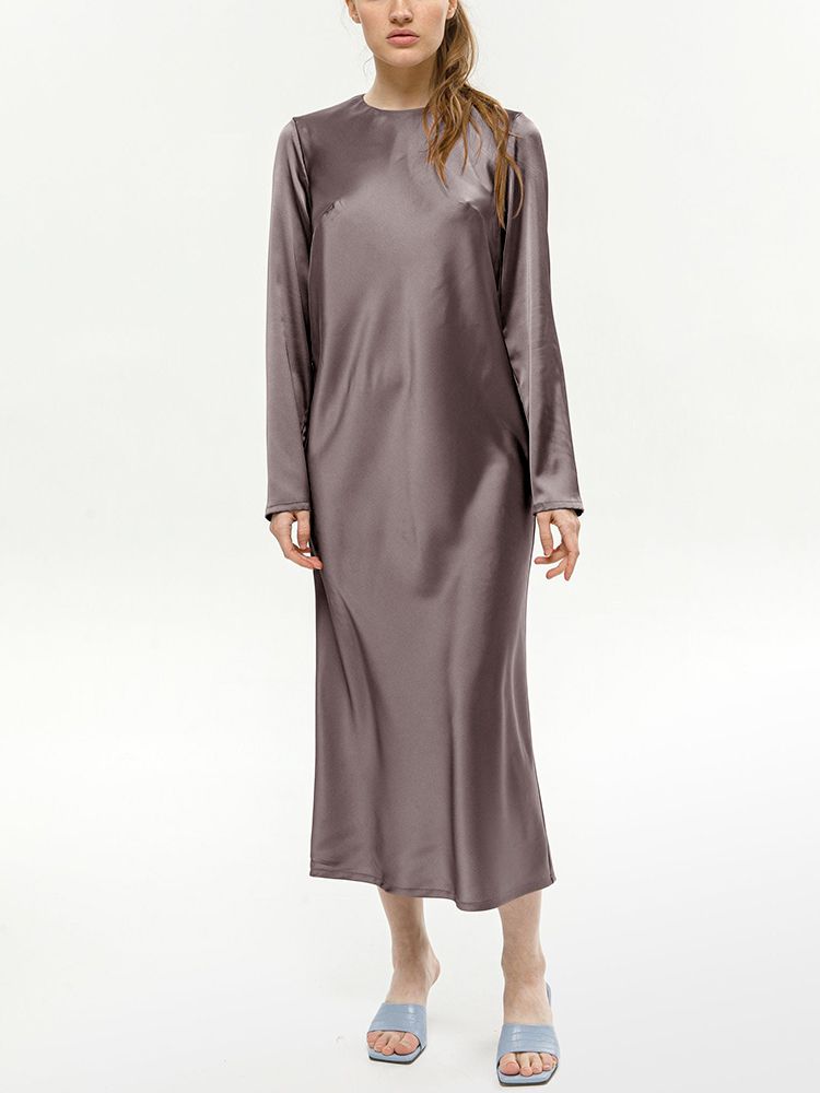 22 Momme Womens Long Sleeve Silk Dress