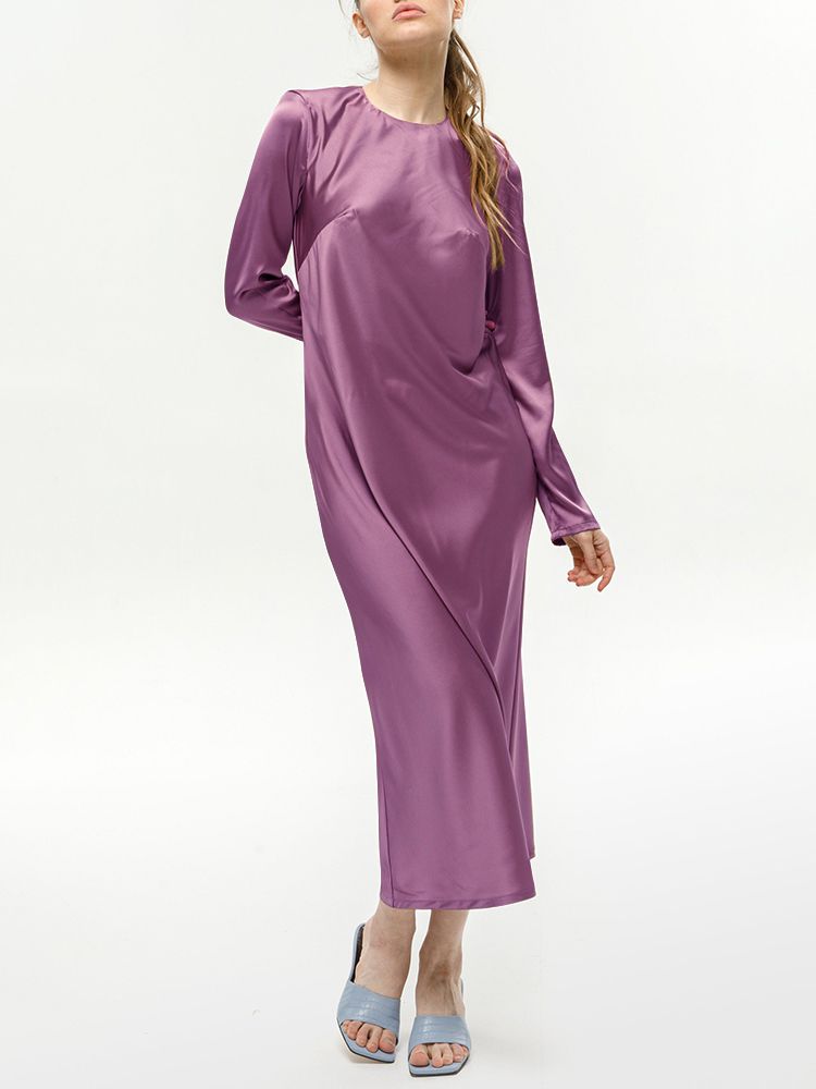 22 Momme Womens Long Sleeve Silk Dress