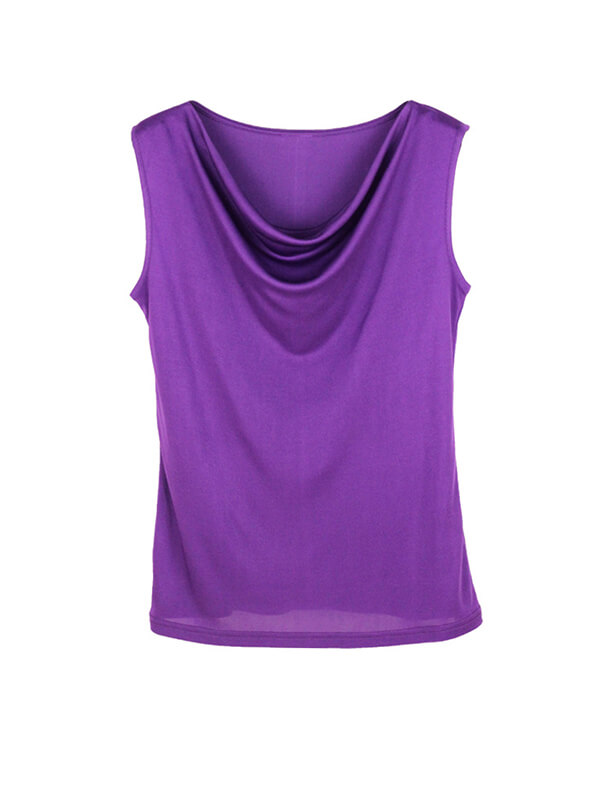 Mulberry Silk Cowl Neck Sleeveless Knitted Vest