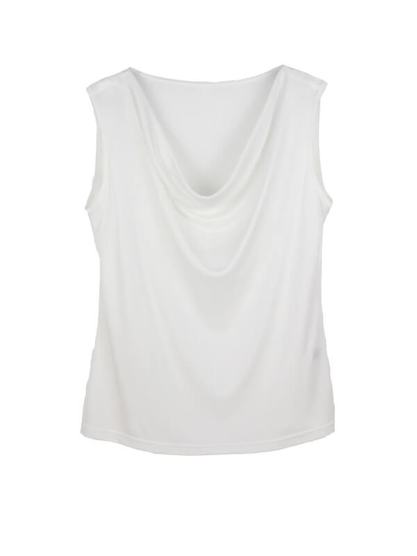 Mulberry Silk Cowl Neck Sleeveless Knitted Vest