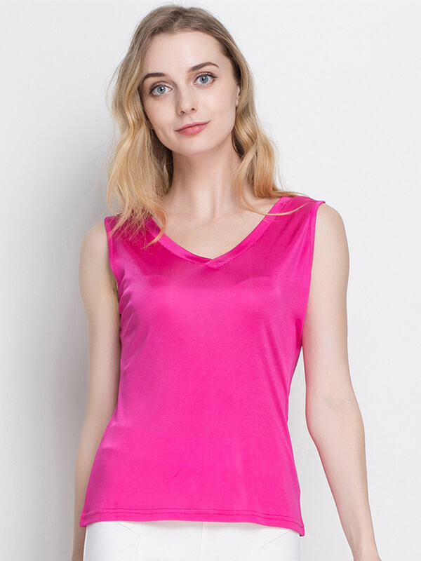 Women Sweetheart Neckline Mulberry Silk Knitted Vest