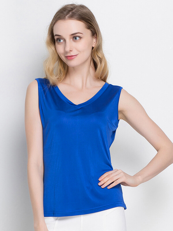 Women Sweetheart Neckline Mulberry Silk Knitted Vest