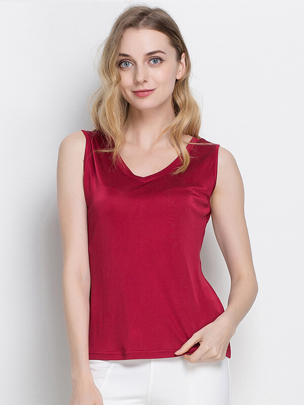 Women Sweetheart Neckline Mulberry Silk Knitted Vest