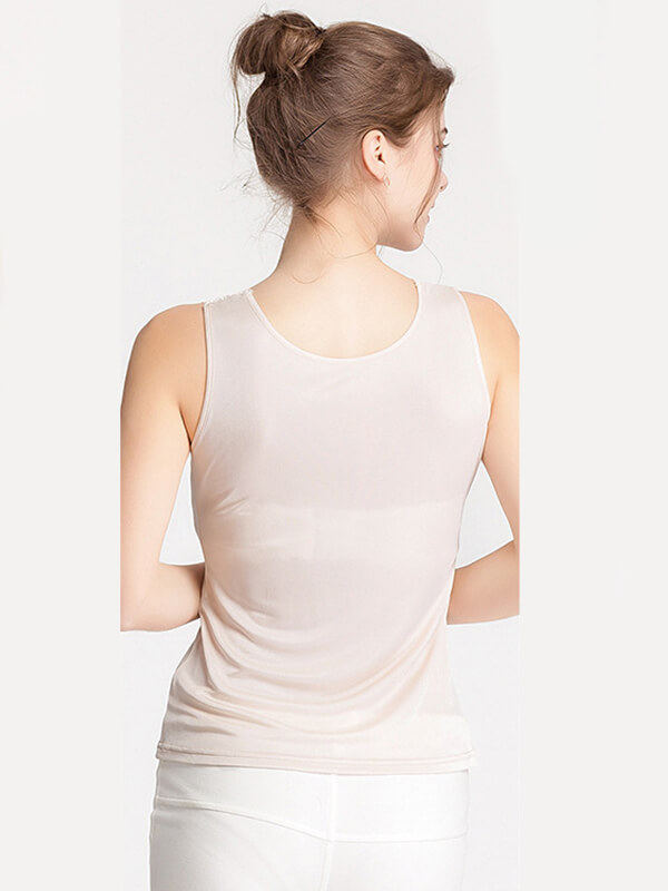 Women Sleeveless Silk Knitted Vest With Soft Lace Straps
