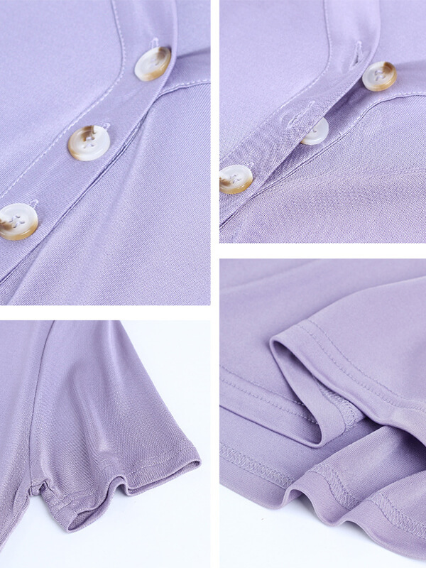Fashion Short-sleeved V-neck Mulberry Silk Knitted Shirt