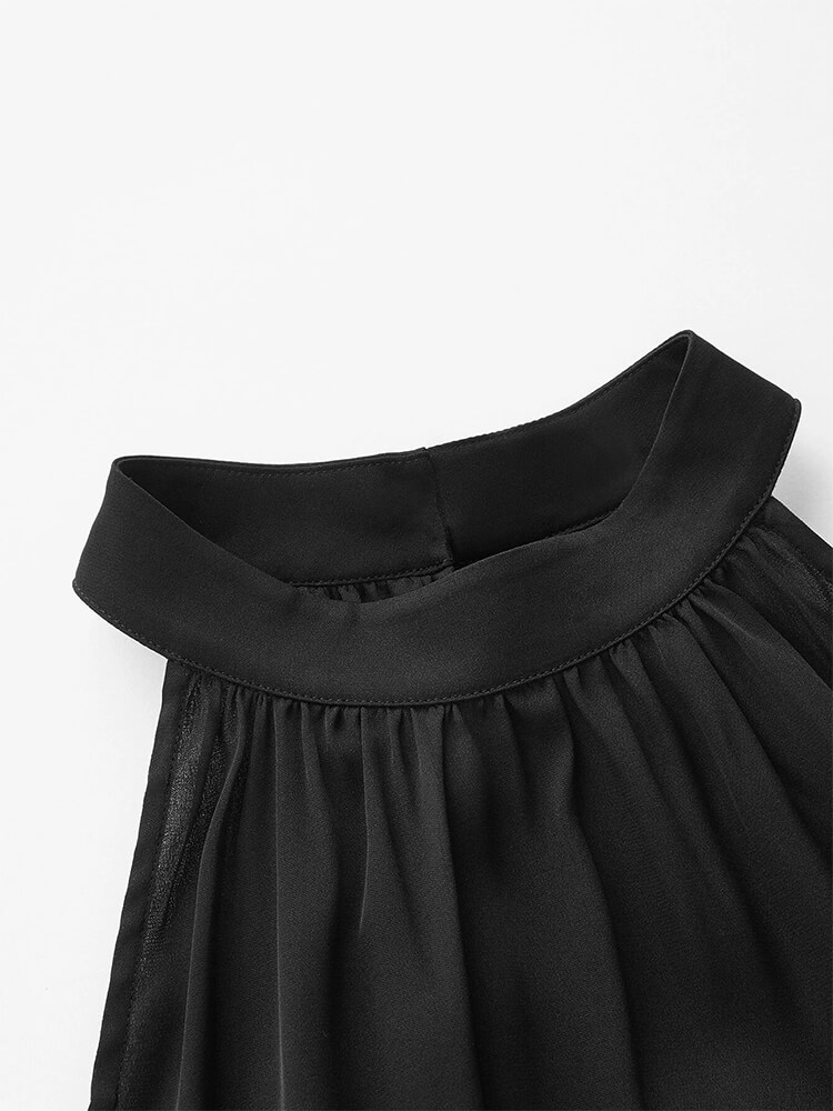 Summer Halterneck Belted Short Silk Dress