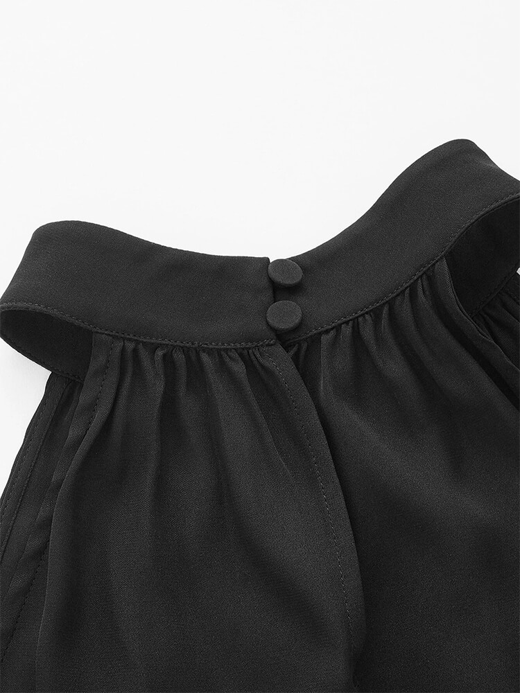 Summer Halterneck Belted Short Silk Dress