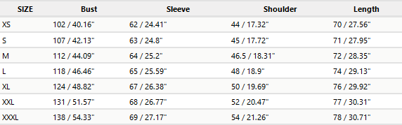 size chart