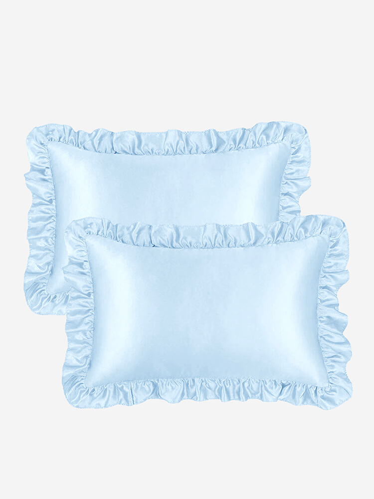 (image for) 19MM 2PCs Ruffled Silk Pillowcases Envelope Closure